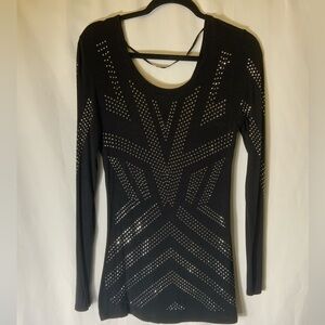 Rock & Republic Black Studded Long Sleeve Top